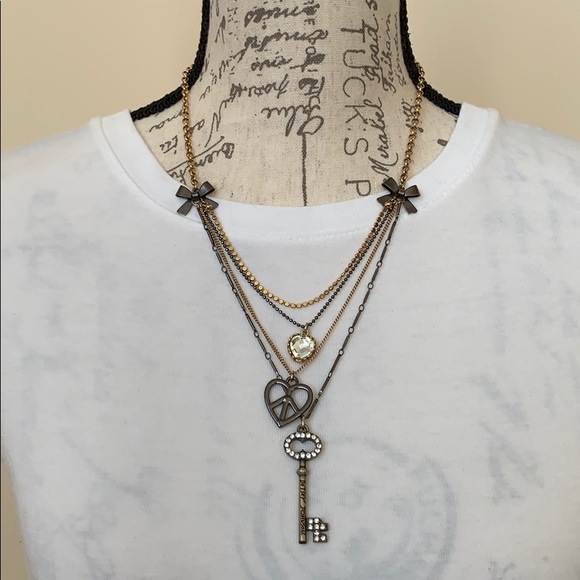 Betsey Johnson Jewelry - Betsey Johnson Jeweled Key Charm Necklace